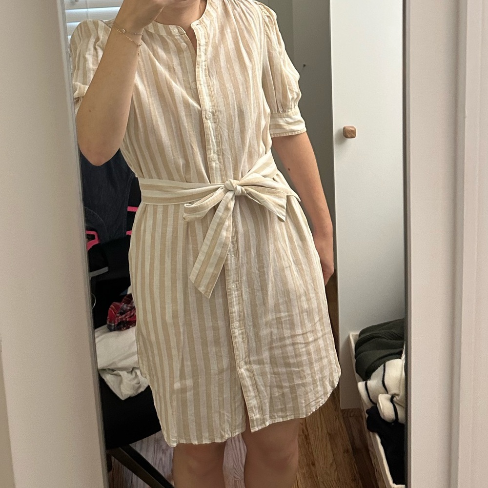 GAP Cream and Tan Striped Dress